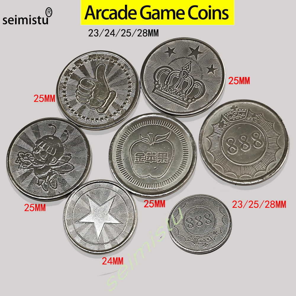 Arcade Ticket Machine - 100pcs Stainless Steel 23/24/25mm Tokens Crown